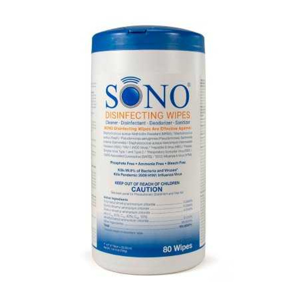 SonoSurface Disinfectant Cleaner Premoistened Manual Pull Wipe 80 Count Canister Disposable Scented NonSterile SONO4032 Box/6 473045 Advanced Ultrasound Solutions 1088402_BX