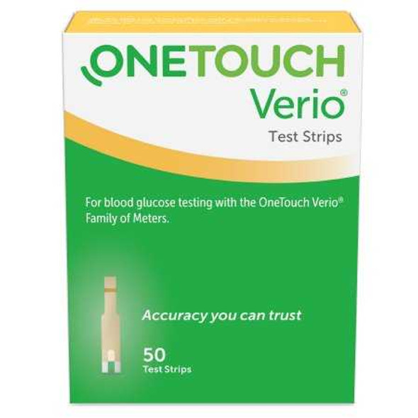 Blood Glucose Test Strips OneTouch Verio 50 Strips per Box Our smallest sample size ever at 0.4 Microliter and fast results in just 5 seconds For OneTouch Verio Family of Meters 022899 Case/1200 LF1031 LIFESCAN 1076316_CS