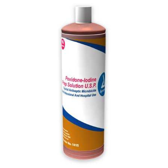 Skin Prep Solution Dynarex 16 oz. Bottle 10% Strength Povidone-Iodine NonSterile 1415 Case/24 329461 Dynarex 575249_CS