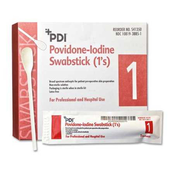 Impregnated Swabstick PDI10% Strength Povidone-Iodine Individual Packet NonSterile S41350 Case/500 9910-241207 Professional Disposables 188681_CS