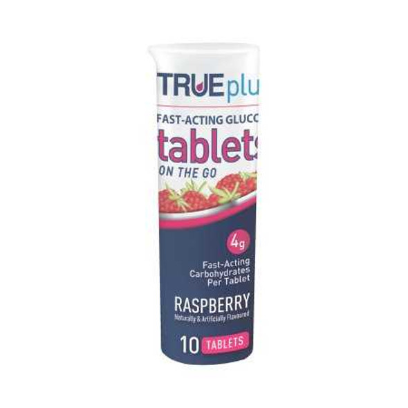 Glucose Supplement TRUEplus 10 per Bottle Chewable Tablet Raspberry Flavor P1H01RS-10 Case/72 11855 Nipro Diagnostics 850073_CS