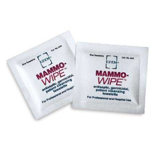 Mammography Wipe EZ EM Individual Packet BZK Benzalkonium Chloride / Ethyl Alcohol Scented 50 Count 600103 Case/500 401511 Bracco Diagnostics 918441_CS