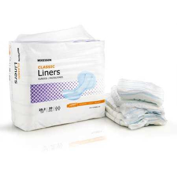 Incontinence Liner McKesson Classic 25-1/5 Inch Length Light Absorbency Polymer Core One Size Fits Most Adult Unisex Disposable LINERLT-34 Bag/20 NR900 MCK BRAND 1187896_BG