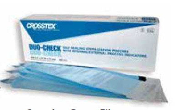 Sterilization Pouch Duo-Check Ethylene Oxide EO Gas / Steam 2-1/4 X 4-1/2 Inch Transparent / Blue Self Seal Paper / Film SCXX Box/200 367884 SPS Medical Supply 911393_BX