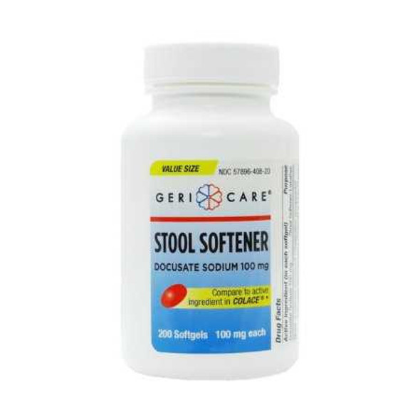 Stool Softener Geri-CareSoftgel 200 per Bottle 100 mg Strength Docusate Sodium 401-20-GCP Bottle/1 1180300555 MCK BRAND 1190511_BT