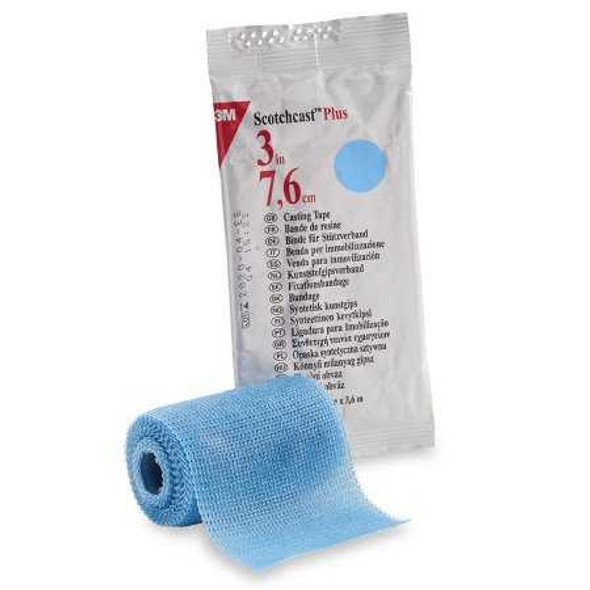 Cast Tape 3M Scotchcast Plus 3 Inch X 12 Foot Fiberglass / Resin Light Blue 82003L Case/10 16-4737 3M Ortho 199232_CS