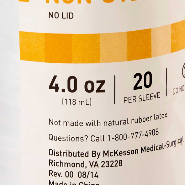 Specimen Container McKesson Polypropylene 120 mL 4 oz. Without Closure NonSterile 561 Case/500 14902 MCK BRAND 854655_CS