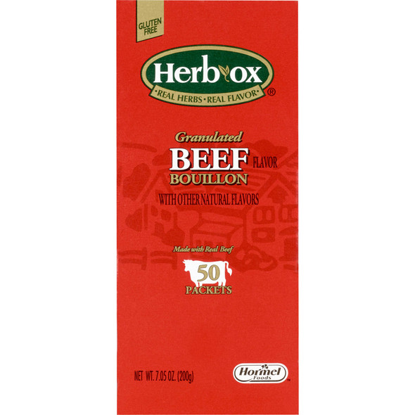 Instant Broth Herb-Ox Beef Flavor Bouillon Flavor Ready to Use 8 oz. Individual Packet 35188 Box/50 3540 Hormel Food Sales 1142003_BX