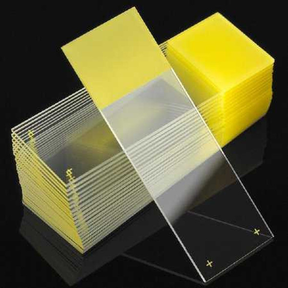 Microscope Slide DiamondWhite Glass Charged 25 X 75 X 1 mm Yellow Frosted End 1358Y Box/72 31612 Globe Scientific 884039_BX