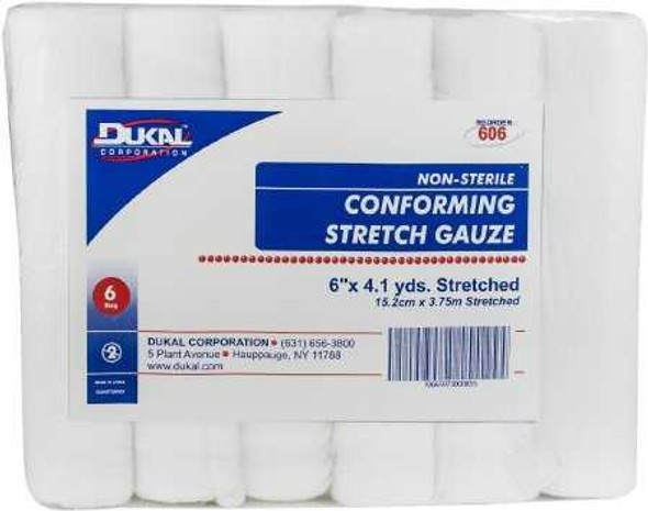 Conforming Bandage Dukal Polyester / Rayon 8-Ply 6 Inch X 4-1/10 Yard Roll Shape NonSterile 606 Bag/6 7550- Dukal 958826_BG