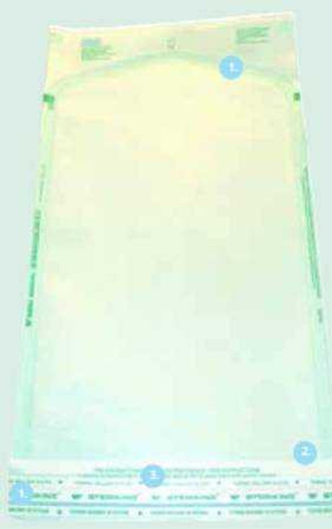 Sterilization Pouch SterikingEthylene Oxide EO Gas / Steam 5 X 15 Inch Transparent / White Self Seal Paper / Film SS-T4A Box/200 2663-H HEALTHMARK INDUSTRIES 663275_BX