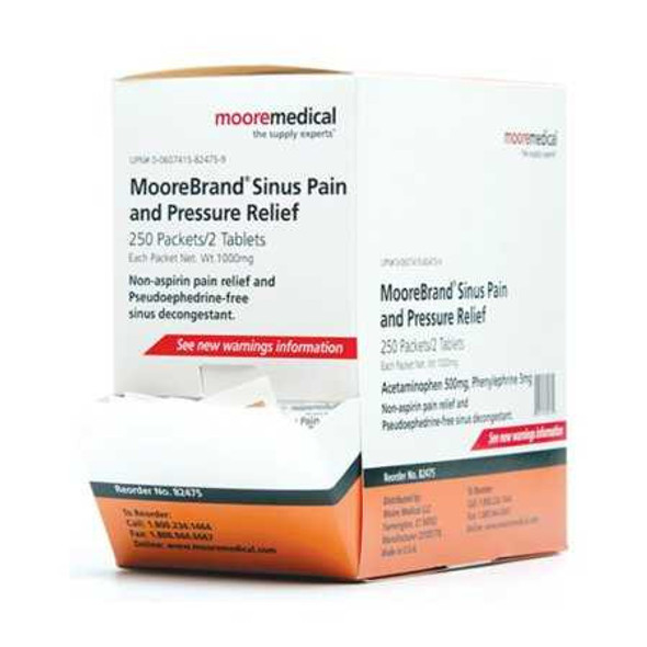 Cold and Sinus Relief McKesson Brand 500 mg - 5 mg Strength Tablet 2 per Pack 82475 Case/3000 Q-451-08 MCK BRAND 1111742_CS