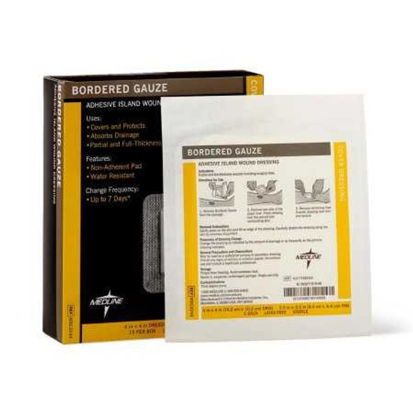 Adhesive Dressing Medline 4 X 4 Inch Nonwoven Square White Sterile MSC3244 Case/150 3008 MEDLINE 504438_CS