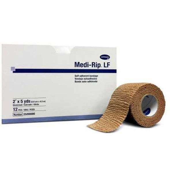 Cohesive Bandage Medi-Rip2 Inch X 5 Yard Standard Compression Self-adherent Closure Tan NonSterile 25200000 Case/96 DKC71165 Hartmann 443866_CS