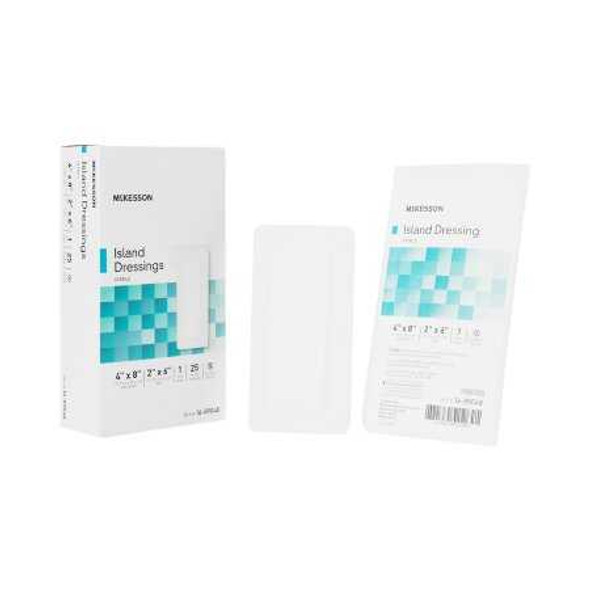 Adhesive Dressing McKesson 4 X 8 Inch Polypropylene / Rayon Rectangle White Sterile 16-89048 Case/100 761100 MCK BRAND 488924_CS