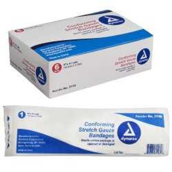 Conforming Bandage DynarexPolyester 1-Ply 6 Inch X 4-1/10 Yard Roll Shape Sterile 3116 Case/48 27 Dynarex 1049607_CS