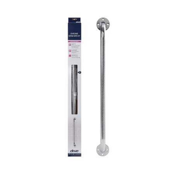 Wall Grab Bar drive Chrome Finish Knurled Steel 12124-3 Box/3 671300 Drive Medical 839763_BX