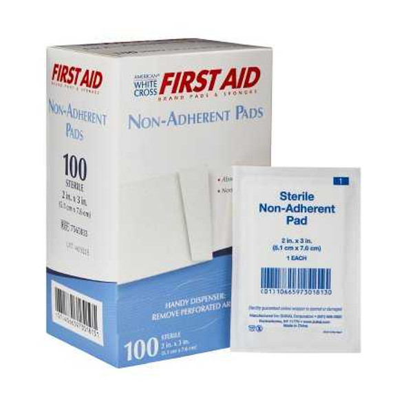 Non-Adherent Dressing American White Cross First AidCotton 2 X 3 Inch Sterile 7565033 Case/1200 00292E Dukal 126982_CS