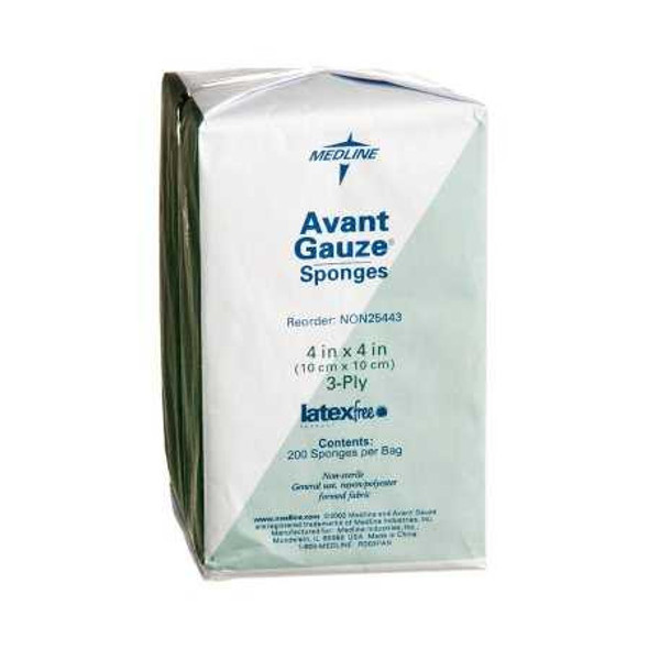 Nonwoven Sponge Avant Gauze Polyester / Rayon 3-Ply 4 X 4 Inch Square NonSterile NON25443 Case/20 SUB-509 MEDLINE 567210_CS
