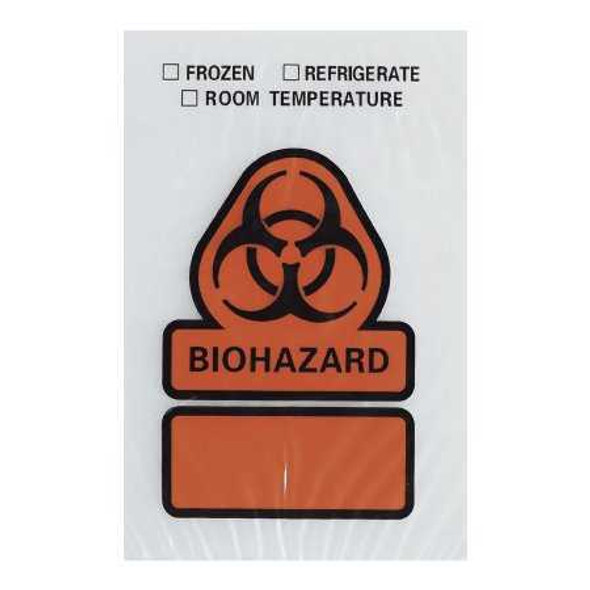 Specimen Transport Bag with Document Pouch 6 X 9 Inch Plastic Zip Closure Biohazard Symbol / Storage Instructions Nonsterile B22 Pack/100 2593002 RD Plastics Company 372075_PK