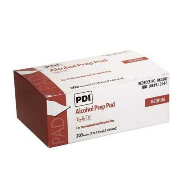 Alcohol Prep Pad PDI 70% Strength Isopropyl Alcohol Individual Packet Medium Sterile B60307 Case/4000 90803 Professional Disposables 173778_CS