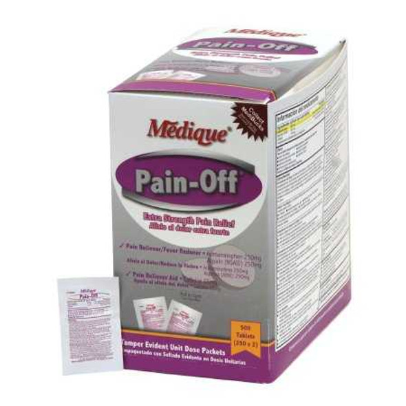 Pain Relief Pain-Off 250 mg - 250 mg - 65 mg Strength Acetaminophen / Aspirin / Caffeine Tablet 250 per Box 22813 Box/500 3000 MEDIQUE PRODUCTS 305304_BX