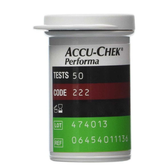 Blood Glucose Test Strips Accu-ChekPerforma 50 Strips per Box Tiny 0.6 microliter drop For Accu-ChekPerforma Blood Glucose Meter 07299702001 Case/36 048-91 Roche Diagnostics 946331_CS