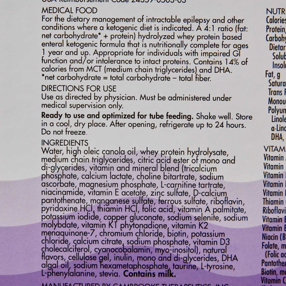 Oral Supplement / Tube Feeding Formula KetoVie Peptide 4 1 Unflavored Ready to Use 8.5 oz. Carton 50303 Case/30 28007S Cambrooke Therapeutics 1115256_CS
