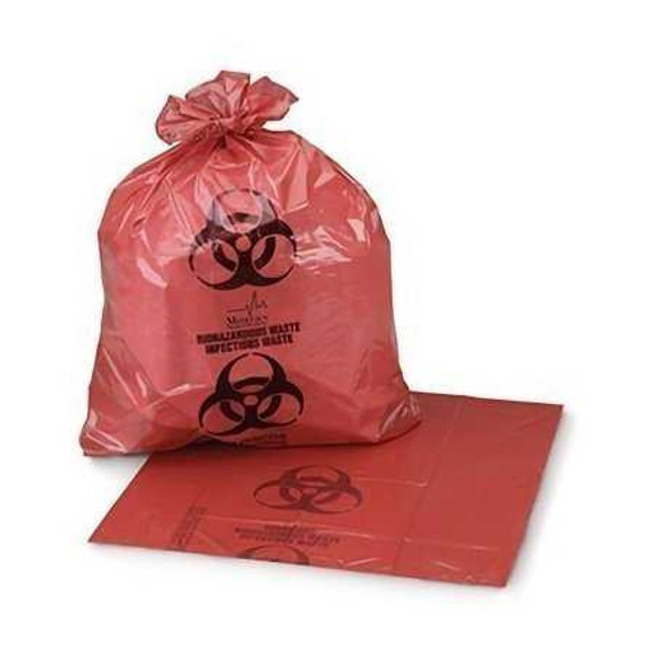 Biohazard Waste Bag Medegen Medical Products 1 to 3 gal. Red Bag Polyethylene 11 X 14-1/4 Inch RD610 Roll/1 16FTLS MEDEGEN MEDICAL PRODUCTS LLC 512387_RL