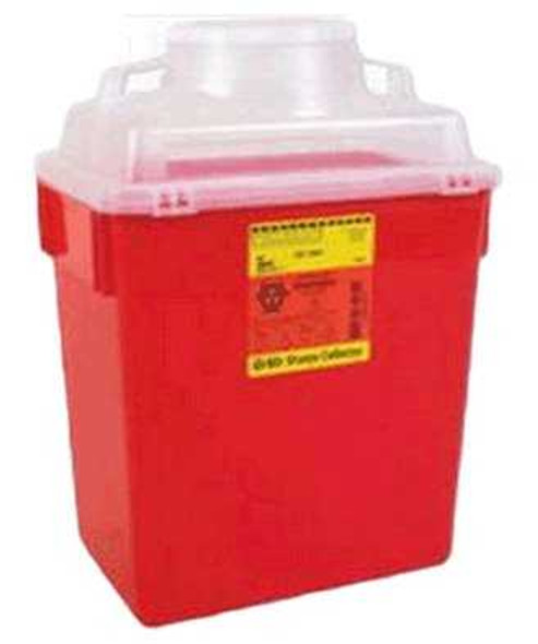 Sharps Container BD 17-1/2 H X 12-4/5 W X 8-4/5 D Inch 6 Gallon Red Base / Clear Lid Vertical Entry Hinged Snap On Lid 305465 Each/1 DERM1390-1000 Becton Dickinson 190342_EA