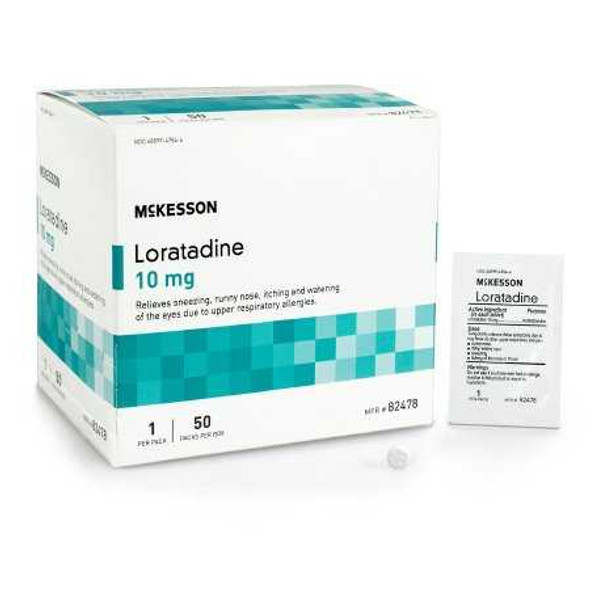 Allergy Relief McKesson 10 mg Strength Tablet 1 per Packet 82478 Case/1200 381533 MCK BRAND 1111728_CS