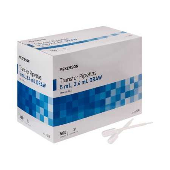 McKesson Transfer Pipette 5 mL 0.5 to 1 mL Graduation Increments NonSterile 558 Case/10 55-XL MCK BRAND 911824_CS