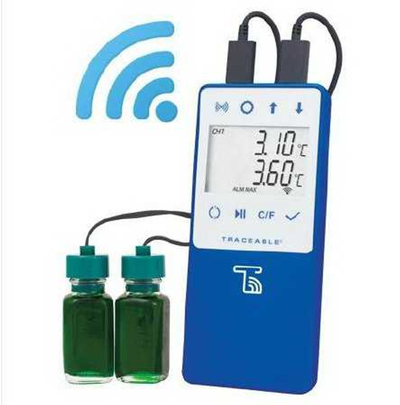 Datalogging Refrigerator / Freezer Thermometer with Alarm TraceableLIVE® Fahrenheit / Celsius -58° to +140°F (-50° to +60°C) 2 Glycol Bottle Probes Multiple Mounting Options Battery Operated 99460-00 Pack of 1 1220001639 TraceableLIVE 1018387_EA