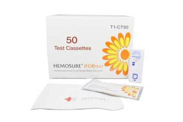 Cancer Screening Test Kit Hemosure® Fecal Occult Blood Test (iFOB or FIT) 50 Tests CLIA Waived T1-CT50 Case of 50 CS0144 Hemosure® 722351_CS