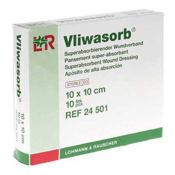 Super Absorbent Dressing Vliwasorb® 4 x 4 Inch Square 24501 Box of 10 06L4522 Vliwasorb® 1117491_BX