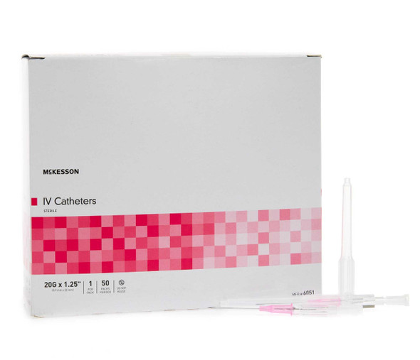 Peripheral IV Catheter McKesson 20 Gauge 1.25 Inch Without Safety 6051 Pack of 1 6051 McKesson 854666_EA