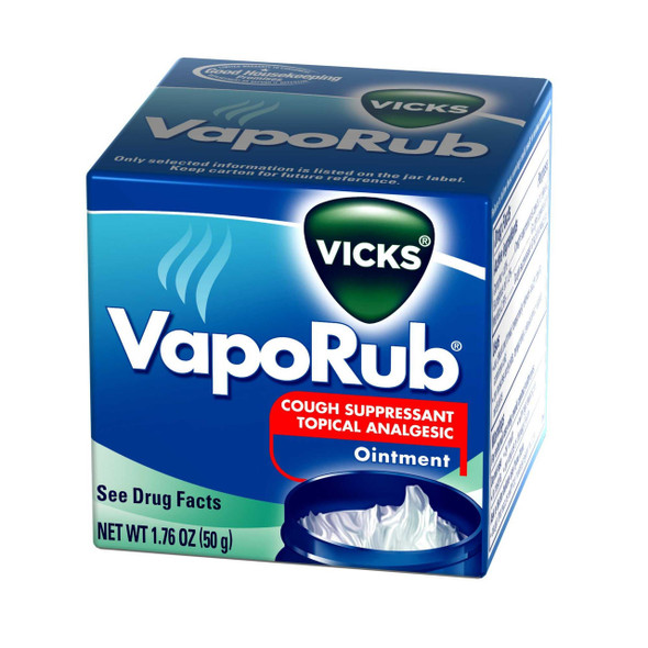 Chest Rub Vicks® VapoRub® 4.8% - 1.2% - 2.6% Strength Ointment 1.76 oz. 32390001051 Pack of 1 32390001051 Vicks® VapoRub® 833168_EA