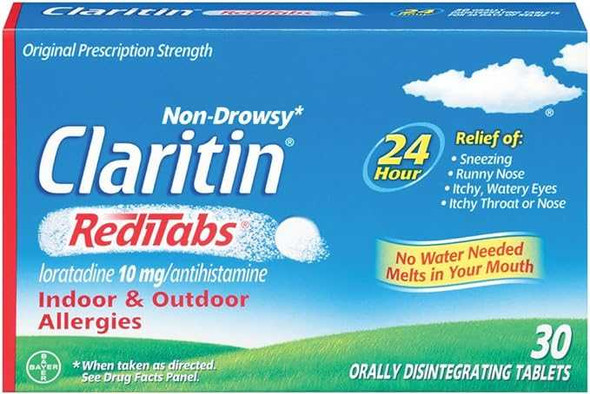Claritin Claritin Redi Tabs 24 Hour Allergy Relief Loratadine 10 mg Strength, Non-Drowsy, 30 Tablets per Box, Box of 1 11523715703 Claritin® Redi Tabs® 866207_BX