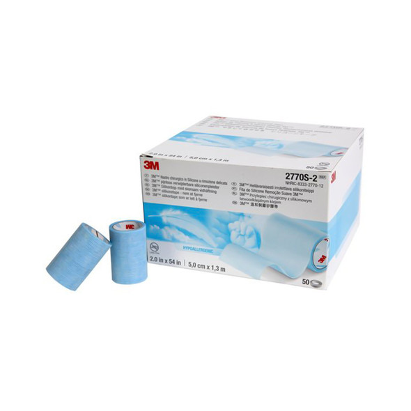 Medical Tape 3M™ Micropore™ S Blue 2 Inch X 1-1/2 Yard Silicone NonSterile 2770S-2 Case/250