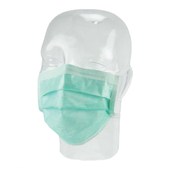 Surgical Mask Fog Shield® Anti-fog Tape Pleated Tie Closure One Size Green NonSterile ASTM Level 1 Adult 15212 Case of 300 15212 Fog Shield® 512609_CS
