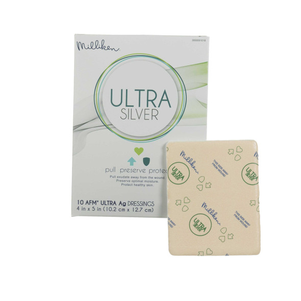 Silver Foam Dressing Ultra Silver 4 x 4 Inch Square Sterile 3000051018 Box of 10 3000051018 Ultra Silver 795840_BX