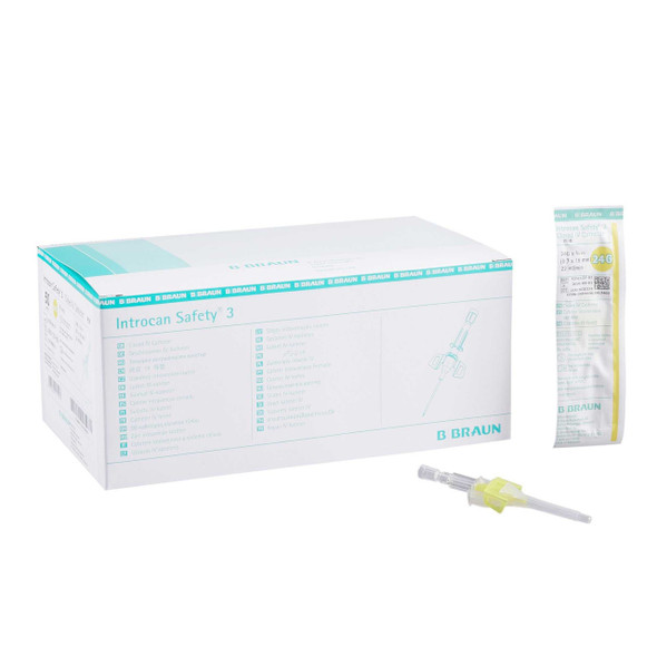 Closed IV Catheter Introcan Safety® 3 24 Gauge 0.75 Inch Sliding Safety Needle 4251127-02 Box of 50 4251127-02 Introcan Safety® 3 808004_BX