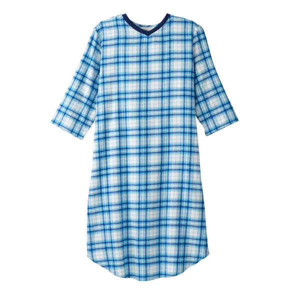 Silverts Shoulder Snap Patient Exam Gown 2X-Large Turquoise Plaid - Pack of 1 SV50120_TQUP_2XL SilvertsÂ® 1219580_EA