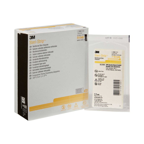 Skin Closure Strip Steri-Strip™ 1 x 5 Inch Nonwoven Material Reinforced Strip White R1548 Case of 100 R1548 Steri-Strip™ 5967_CS