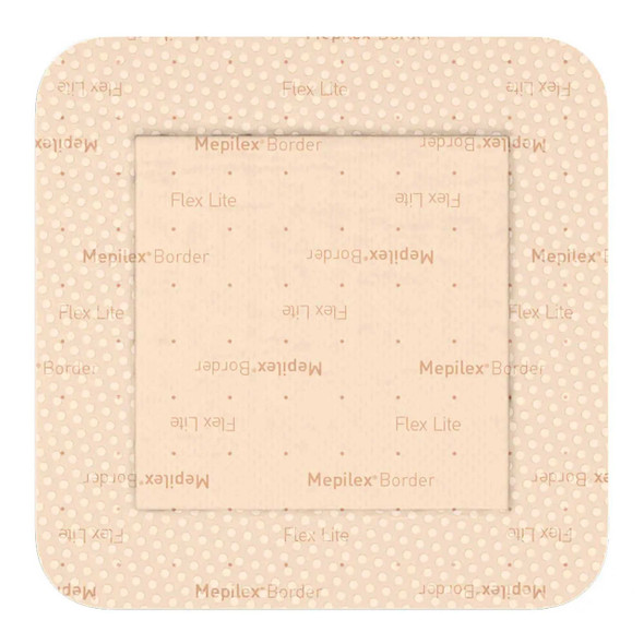 Thin Foam Dressing Mepilex® Border Flex Lite 6 x 6 Inch With Border Film Backing Silicone Adhesive Square Sterile 581500 Box of 5 581500 Mepilex® Border Flex Lite 1195998_BX
