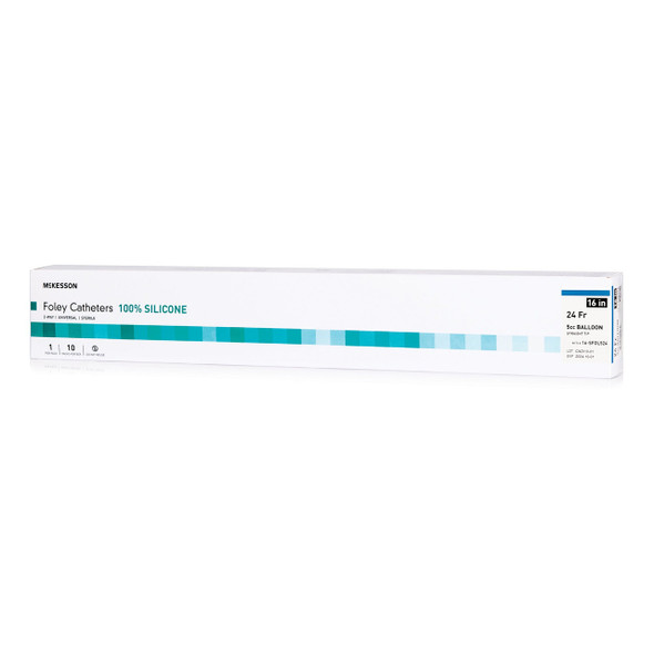 Foley Catheter McKesson 2-Way Standard Tip 5 cc Balloon 24 Fr. Silicone 16-SFOL524 Box of 10 16-SFOL524 McKesson 1152049_BX