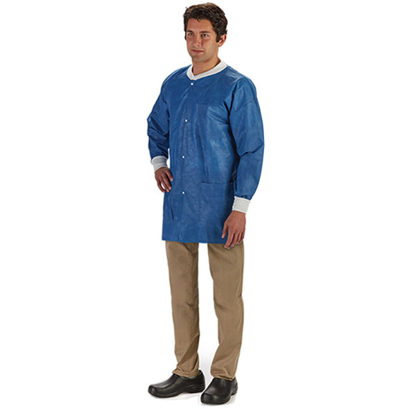 Lab Jacket LabMates® Blue Small Hip Length Nonwoven Disposable 85188 Case of 50 85188 LabMates® 1149954_CS