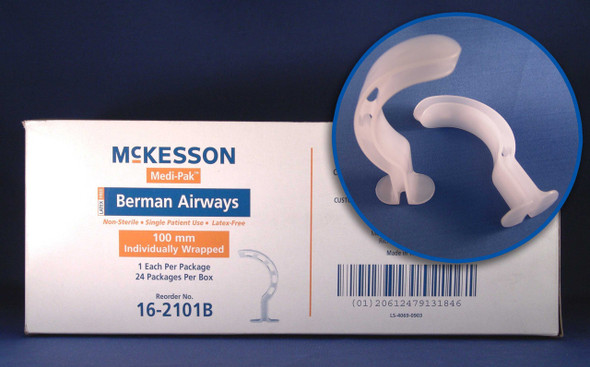 Berman Oropharyngeal Airway McKesson 90 mm Length 16-291B Box of 24 16-291B McKesson 485071_BX
