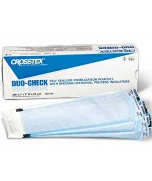 Sterilization Pouch Duo-Check® Ethylene Oxide (EO) Gas / Steam 3-1/2 x 9 Inch Transparent / Blue Self Seal Paper / Film SCS Box of 200 SCS Duo-Check® 969961_BX