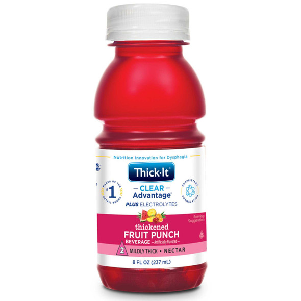 Thickened Beverage Thick-It® Clear Advantage® Plus Electrolytes 8 oz. Bottle Fruit Punch Flavor Liquid IDDSI Level 2 Mildly Thick B100-L9044 Case of 24 B100-L9044 Thick-It® Clear Advantage® Plus Electrolytes 1202826_CS